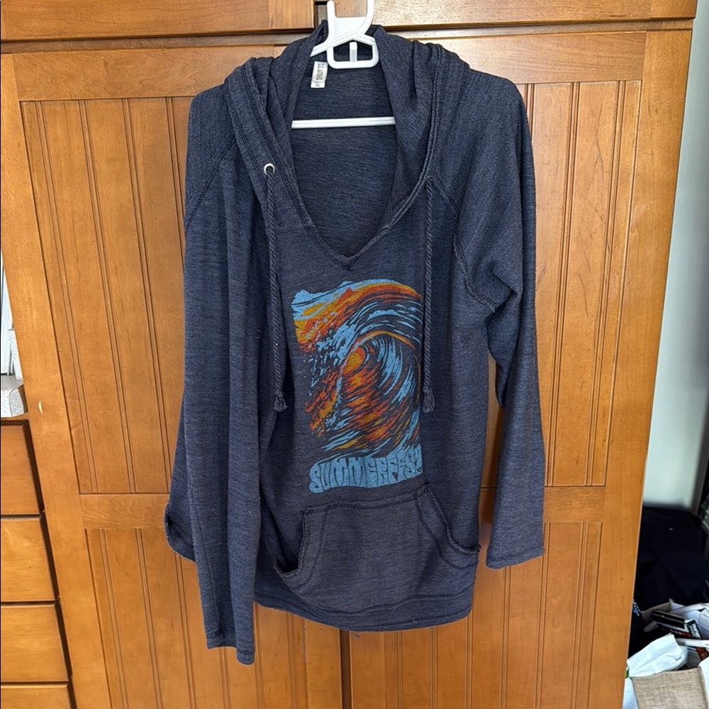 Summerfest Blue Hoodie with Wave Graphic